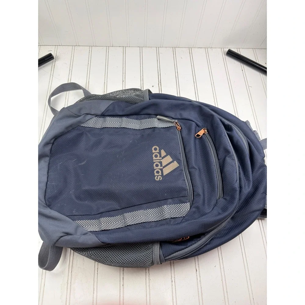 Adidas Prime Navy Blue Grey Multi Compartment Excel Laptop Bag Unisex